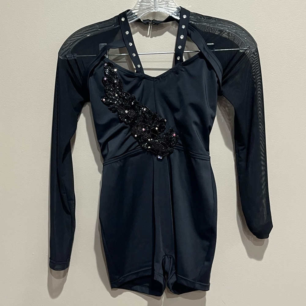 Black dance costume with rhinestones